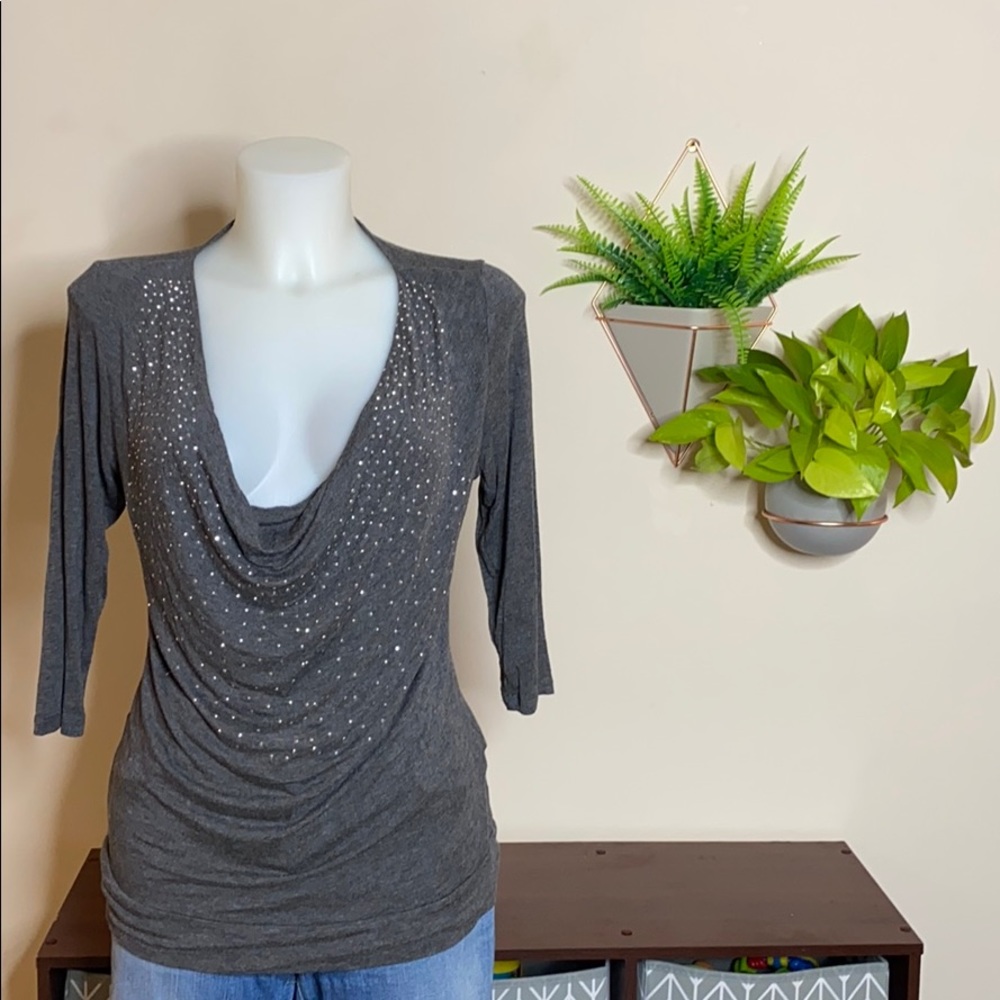 Studded Cowl Neck Top